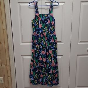 J. Crew Multicolor Floral Maxi Sleeveless Tiered Dress Zip Back Adj Straps 6